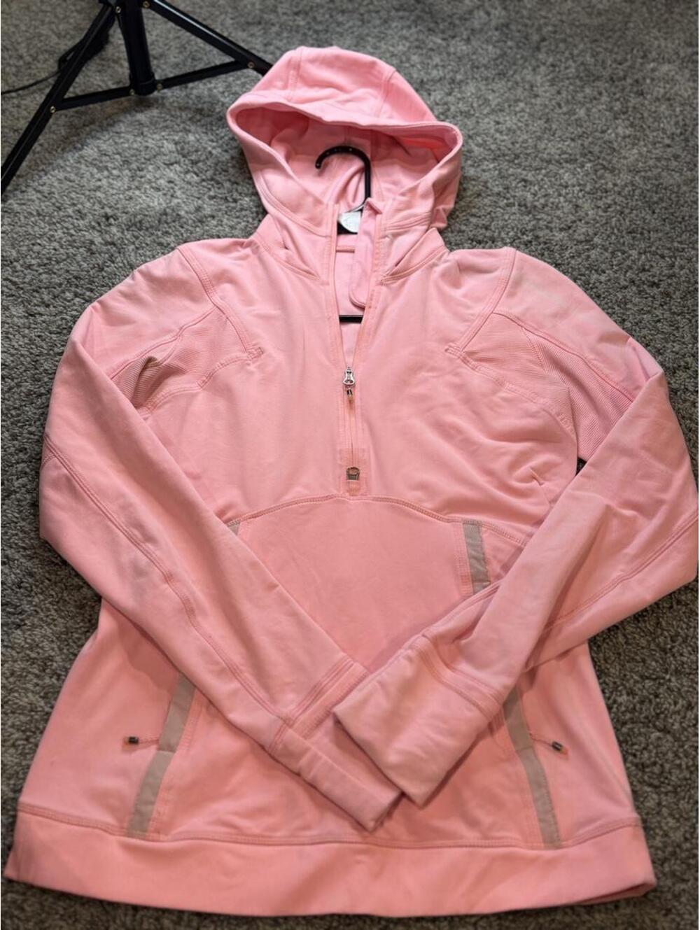 Lululemon Pink Half-Zip Hoodie Sweatshirt with Thumbholes